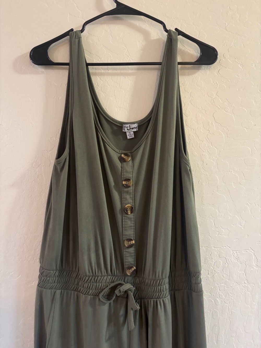 J for Justify Olive Utility Button-Front Sleeveless Jumpsuit - Picture 3 of 5